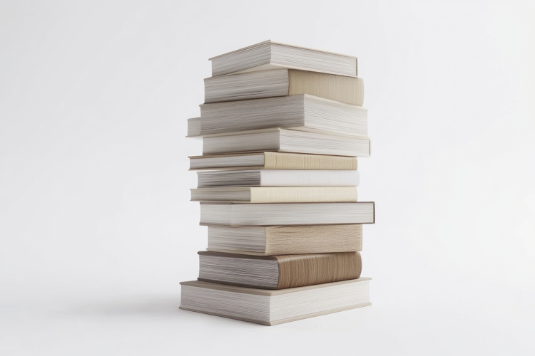 Stack of Books with White Background Wallpaper