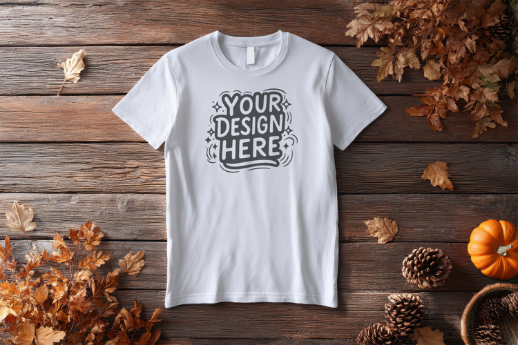 T-Shirt Mockup Pumpkin Decor PSD JPG