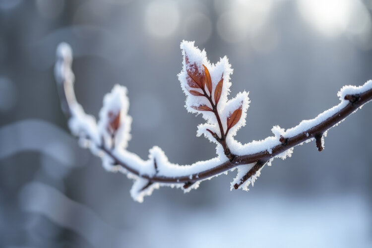 Branch Covered in Hoarfrost Background Wallpaper example image 1