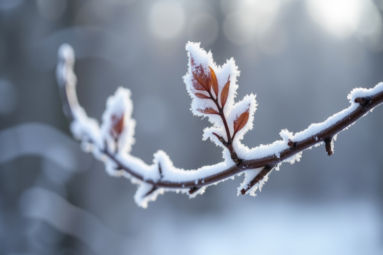 Branch Covered in Hoarfrost Background Wallpaper