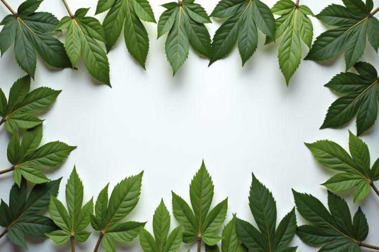 Green Leaves Frame Background Wallpaper