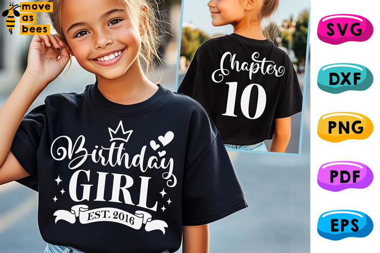 10th Birthday Girl Svg, Png, Est 2016, Chapter 10 Girl Shirt