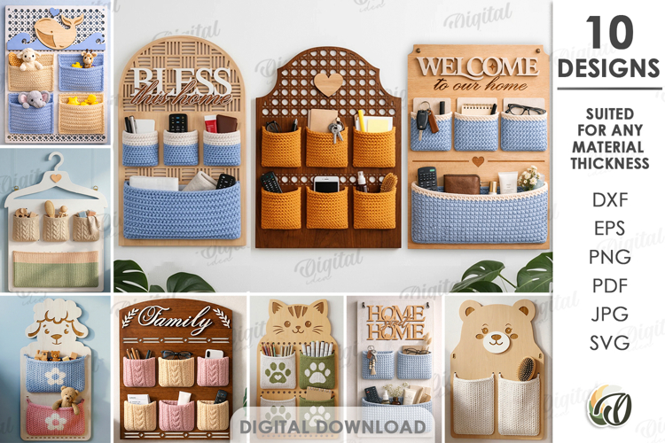 3D Bases For Crochet Pocket Organizers Bundle Laser Cut