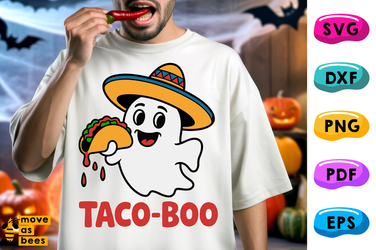 Taco-Boo Svg, Png, Ghost in Sombrero Mexican Halloween Shirt