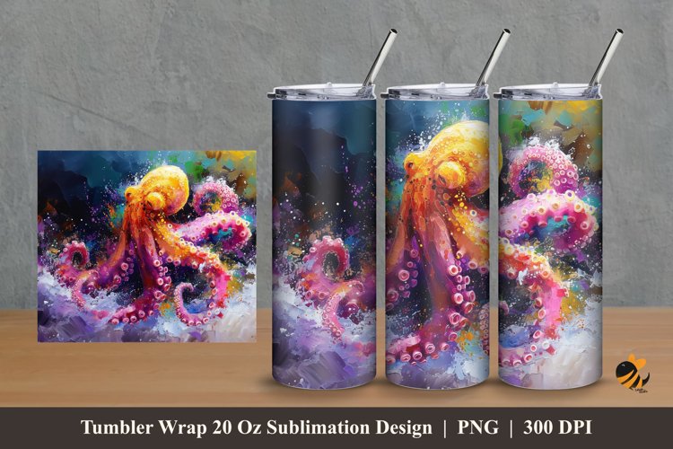 Octopus Abstract Tumbler Wrap Sublimation Design 2