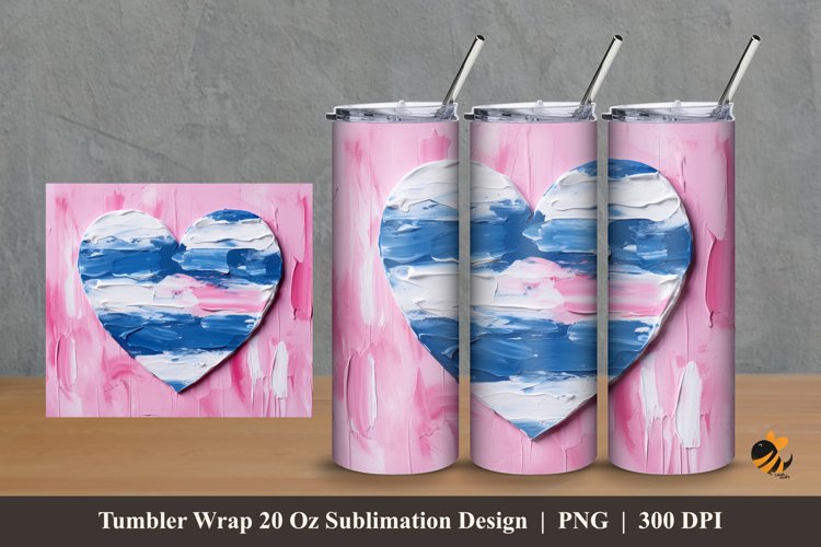 Painting Oil Love Tumbler Wrap Sublimation Design 2 example image 1