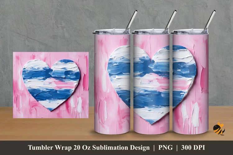 Painting Oil Love Tumbler Wrap Sublimation Design 2
