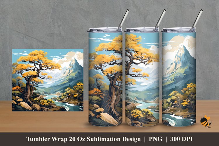 View of Euphorbia Tumbler Wrap Sublimation Design 2