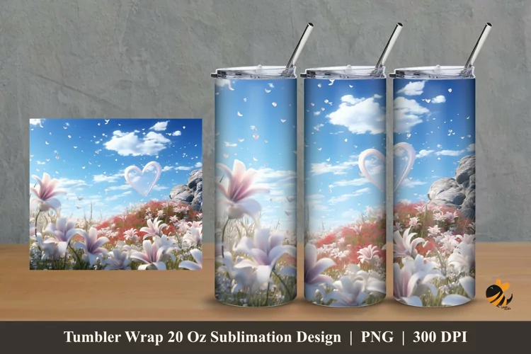 Garden of Love Tumbler Wrap Sublimation Design 2
