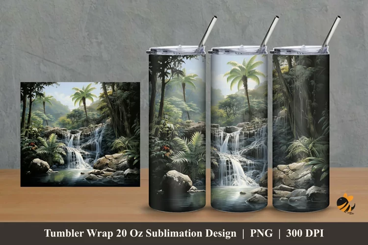 Foxtail Palm Tumbler Wrap Sublimation Design 2
