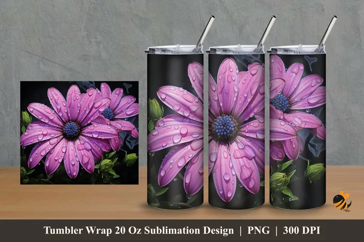 African Daisy Tumbler Wrap Sublimation Design 2