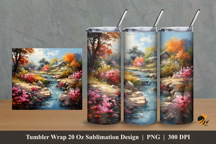 Natural Landscape Tumbler Wrap Sublimation Design 2