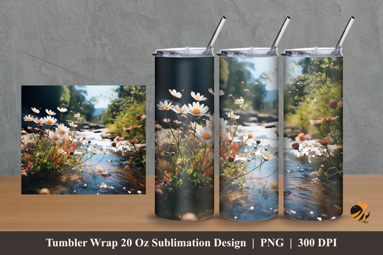 Nature Bloom Tumbler Wrap Sublimation Design 2 example image 1