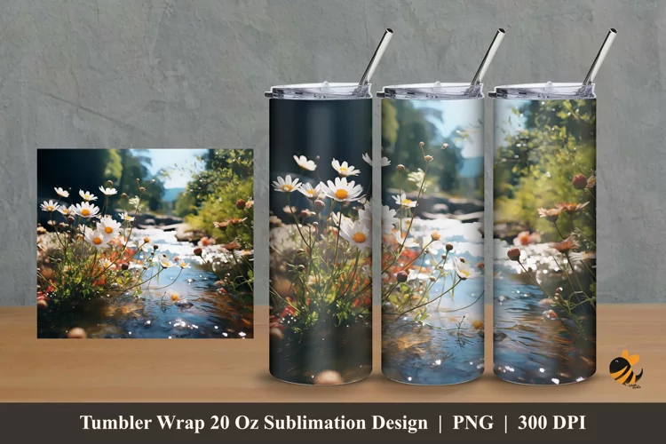 Nature Bloom Tumbler Wrap Sublimation Design 2