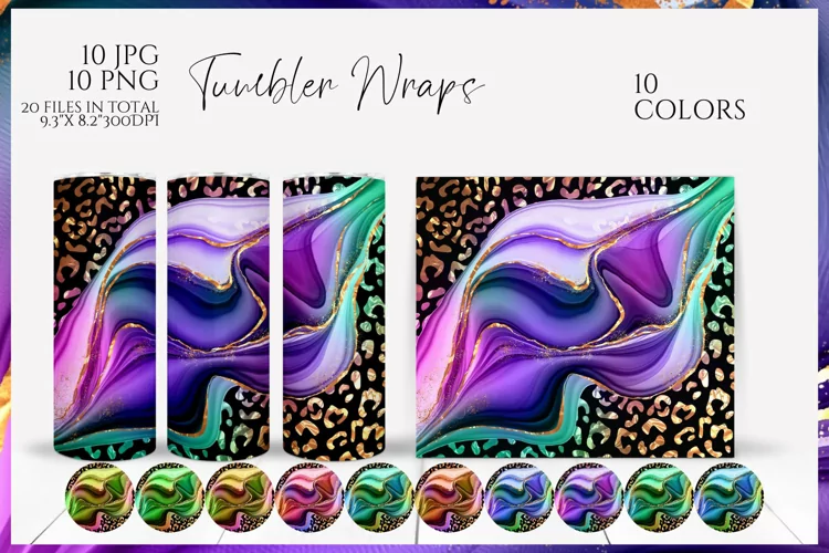 Alcohol Ink Leopard Print |Tumbler Wrap 10 colours
