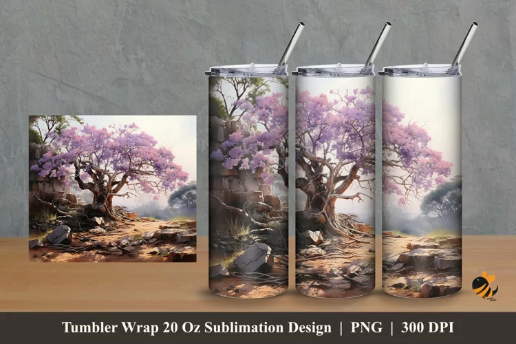 Purple Symphony Tumbler Wrap Sublimation Design 2