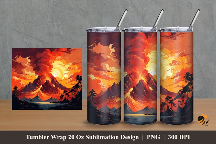 Lava Mountain Tumbler Wrap Sublimation Design 2