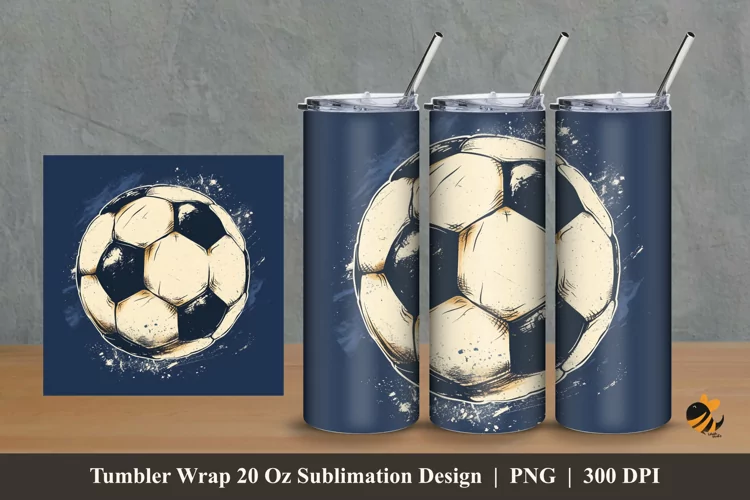 Soccer Ball Tumbler Wrap Sublimation Design 2