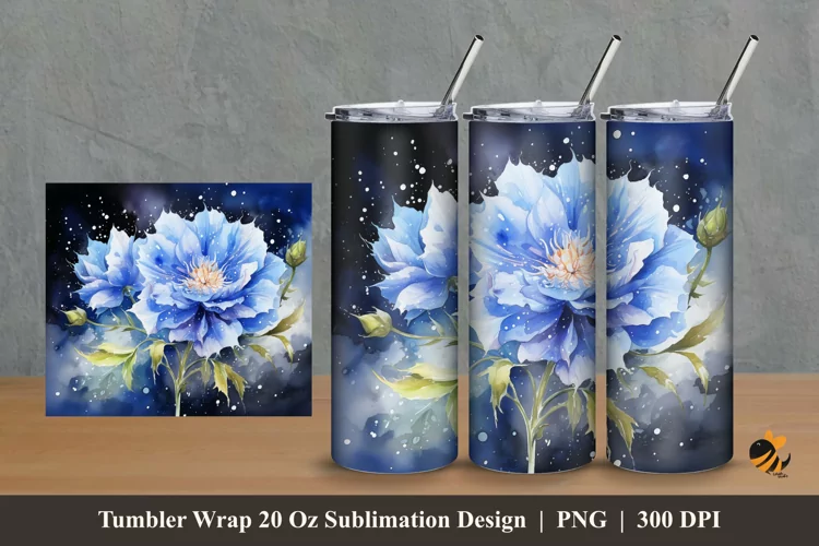 Cornflower Tumbler Wrap Sublimation Design 2