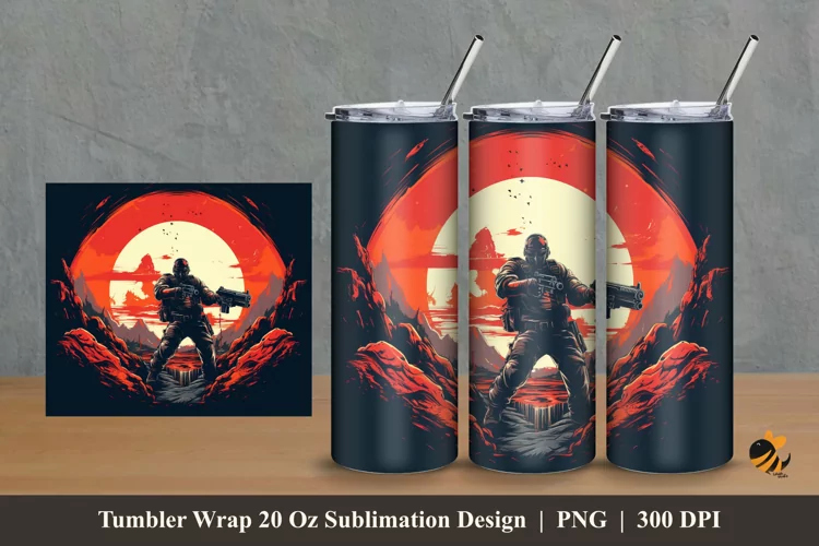 Shooter Tumbler Wrap Sublimation Design 2