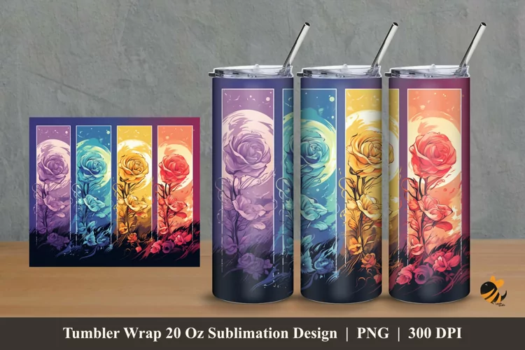 Rose Partition Tumbler Wrap Sublimation Design 2