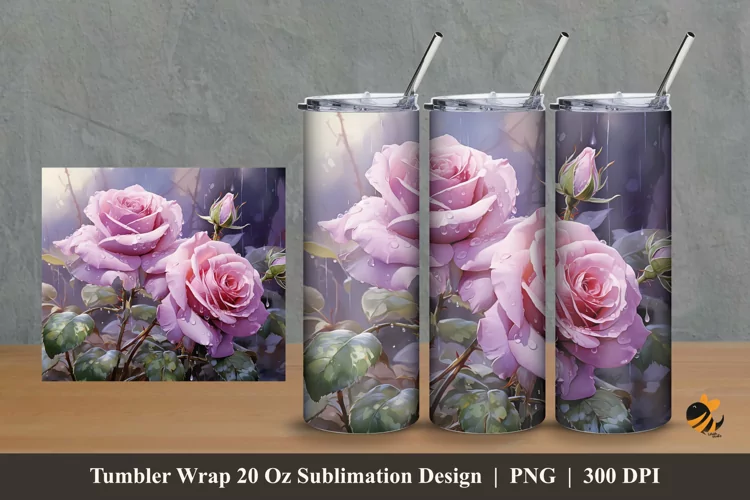 Plummy Blooms Tumbler Wrap Sublimation Design 2