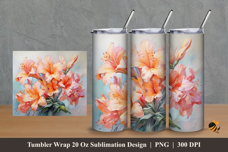 Clivia Flower Tumbler Wrap Sublimation Design 2