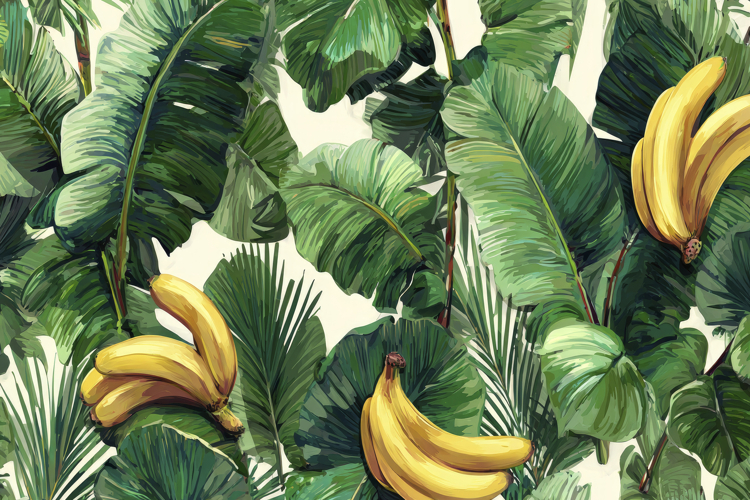 Tropical Leaves With Banana Background