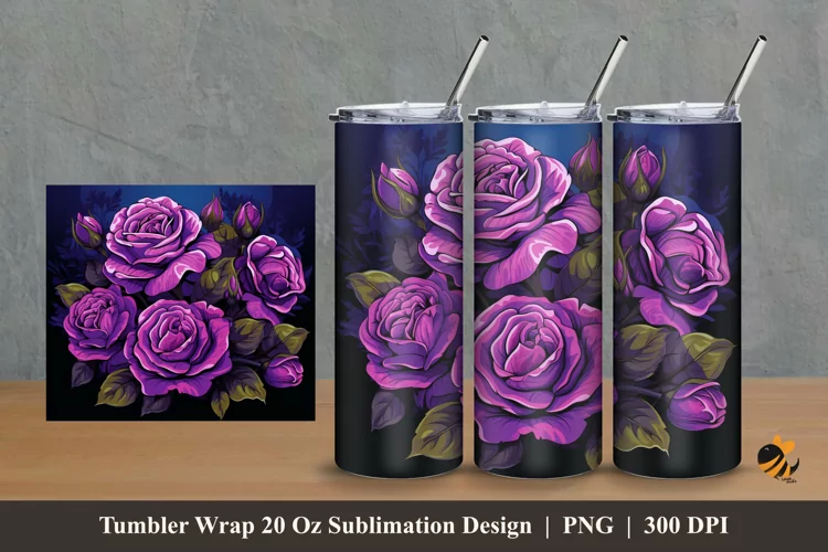 Rose Boquet Tumbler Wrap Sublimation Design 2