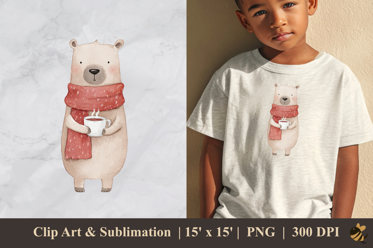 Cute Polar Bear DTF Sublimation Clipart Design 2