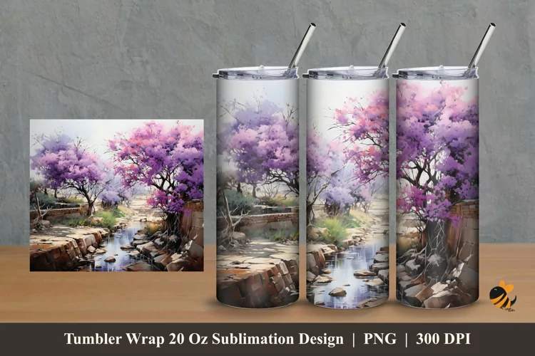 Wonderful Tree Tumbler Wrap Sublimation Design 2