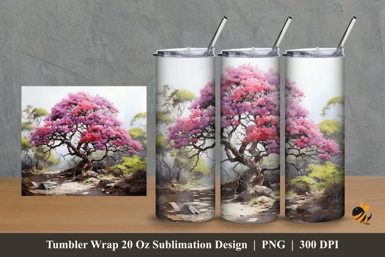 Light Tree Tumbler Wrap Sublimation Design 2