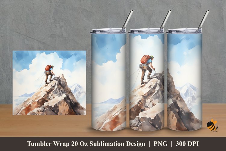 Rock Climbing Tumbler Wrap Sublimation Design 2 example image 1