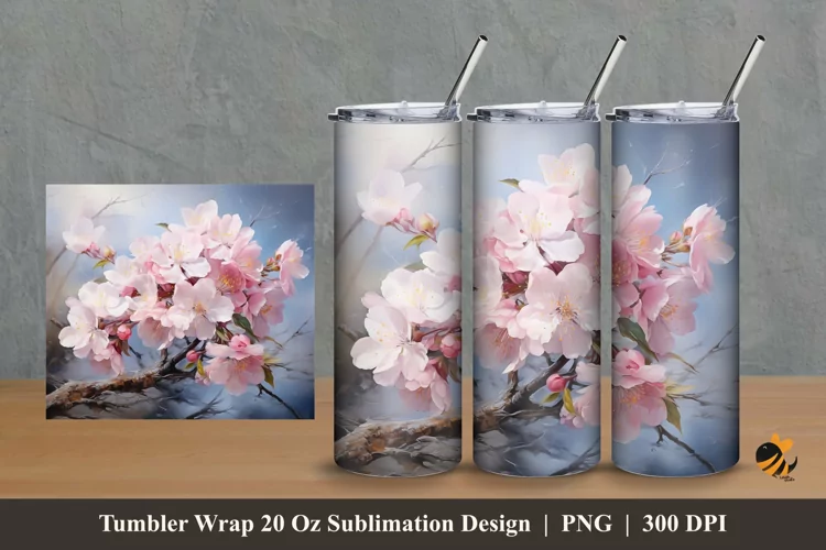 Bloom Flower Tumbler Wrap Sublimation Design 2