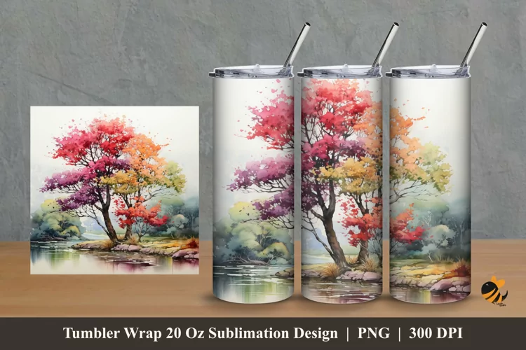 Lovely Tree Tumbler Wrap Sublimation Design 2