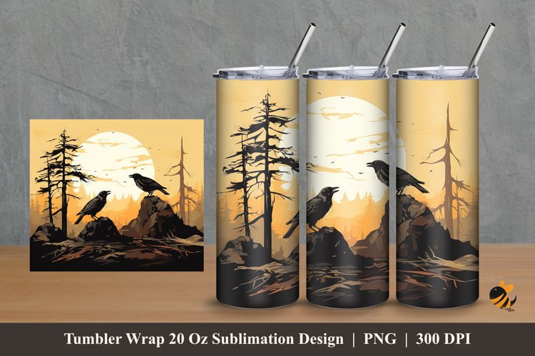 Evening Bird Tumbler Wrap Sublimation Design 2