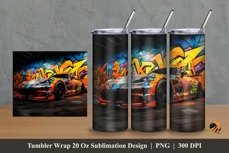 Street Car Tumbler Wrap Sublimation Design 2