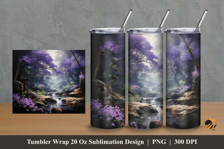 African Purple Tumbler Wrap Sublimation Design 2