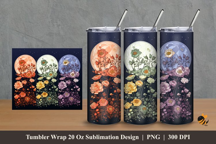 Flower Stalk Tumbler Wrap Sublimation Design 2 example image 1