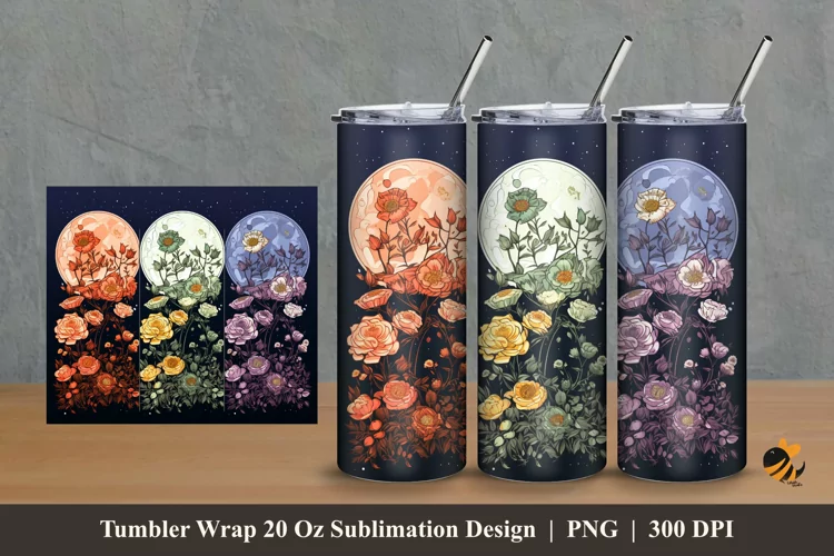 Flower Stalk Tumbler Wrap Sublimation Design 2
