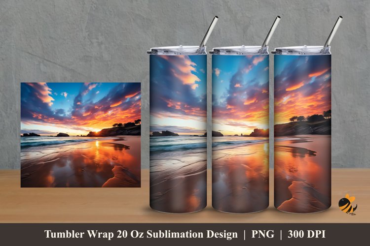 Exotic Beach Tumbler Wrap Sublimation Design 2