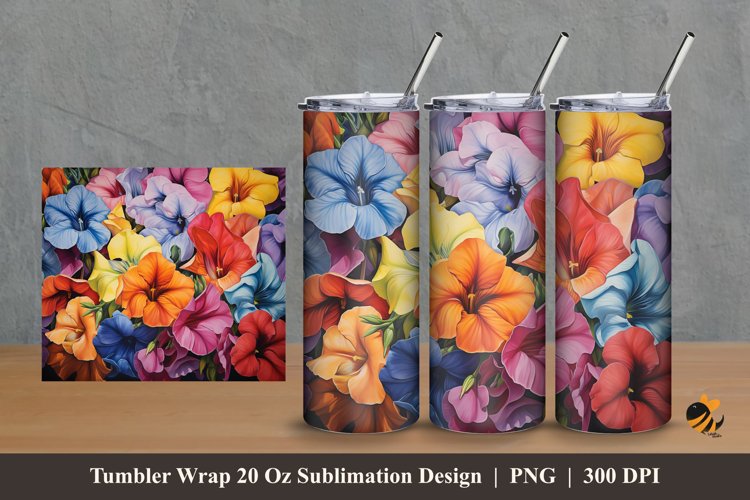 Calibrachoa Flower Tumbler Wrap Sublimation Design 2 example image 1