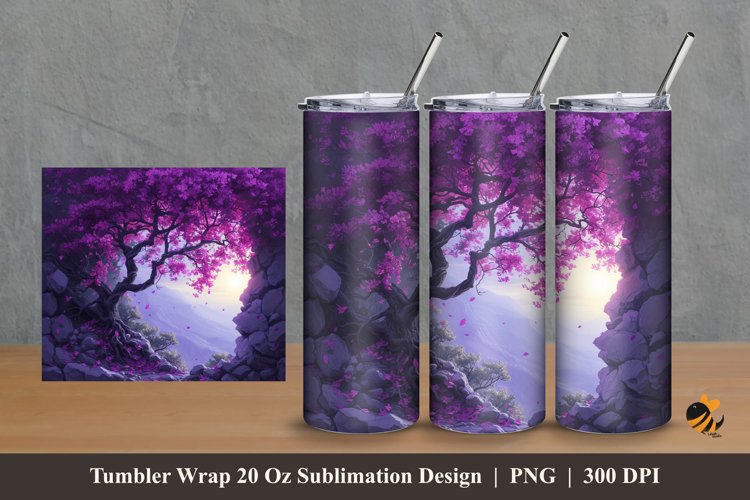 Old Bougainvillea Tumbler Wrap Sublimation Design 2 example image 1