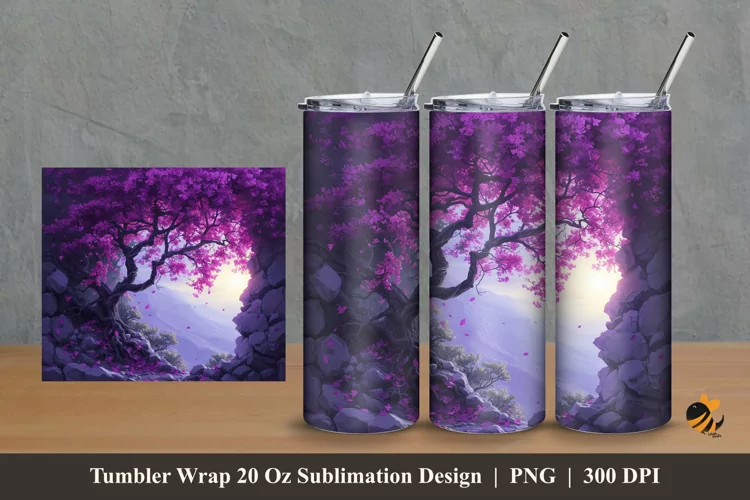 Old Bougainvillea Tumbler Wrap Sublimation Design 2