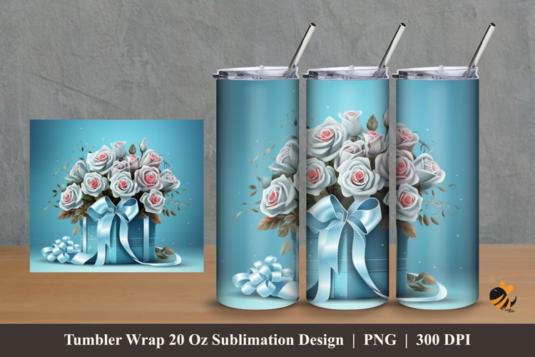 Gift and Rose Tumbler Wrap Sublimation Design 2 example image 1