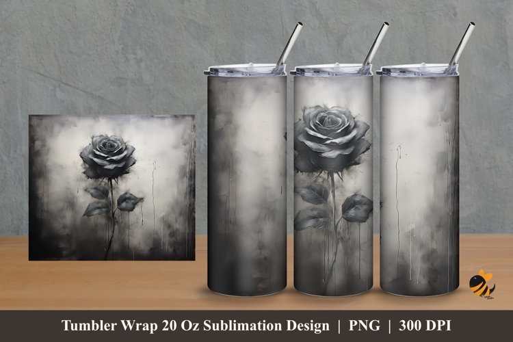 Floral Rose Tumbler Wrap Sublimation Design 2 example image 1