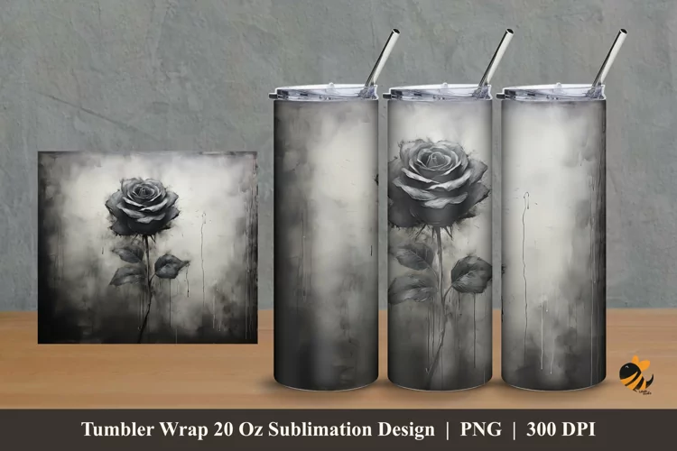 Floral Rose Tumbler Wrap Sublimation Design 2