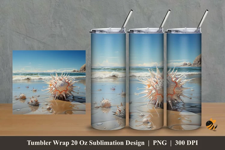Sea Urchins Tumbler Wrap Sublimation Design 2