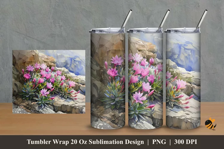 Flower At Nature Tumbler Wrap Sublimation Design 2