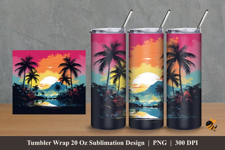 Colorful Mountain View Tumbler Wrap Sublimation Design 2